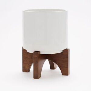 West Elm Small Mid-Century Turned Wood Tabletop Planter
